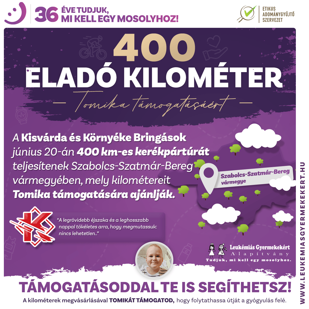 400 eladó kilométer Tomika támogatásáért